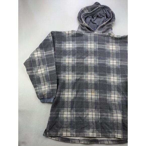 Mens Sedan Clothing Hoodie Sweatshirt Size L Pullover Black Grid Pattern - Picture 5 of 10